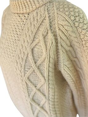 1970s Aran-Style Cable Knit Turtleneck by W. Bill Ltd — Size small
